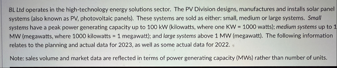 BL Ltd operates in the high - technology energy