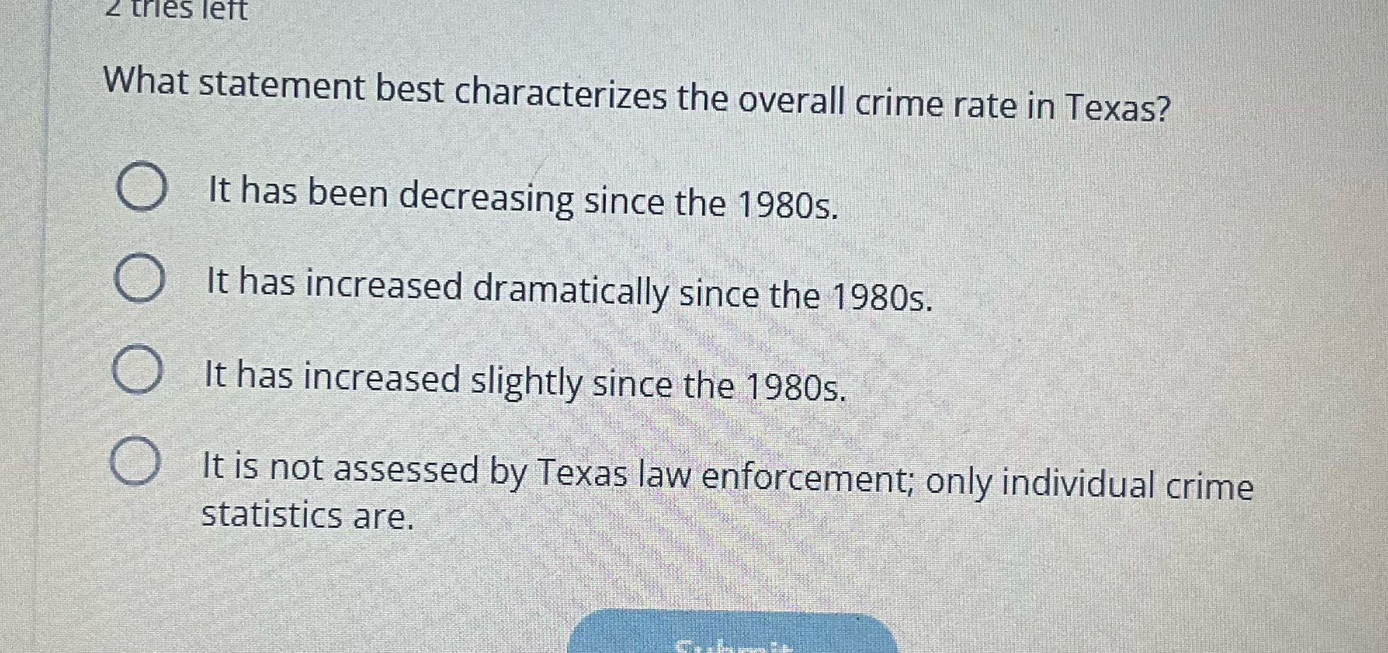 2 tries left What statement best characterizes