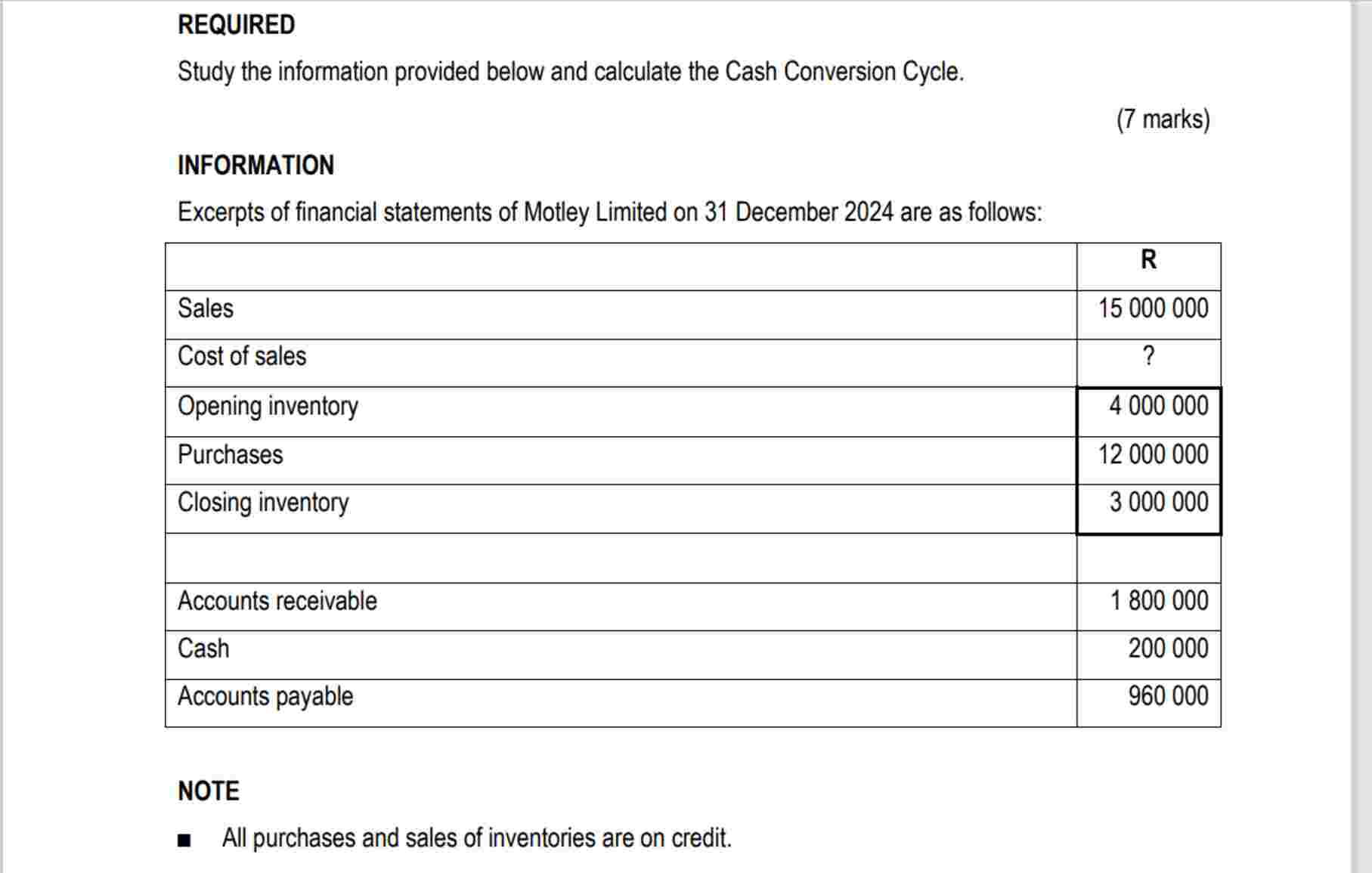 REQUIRED Study the information provided below and