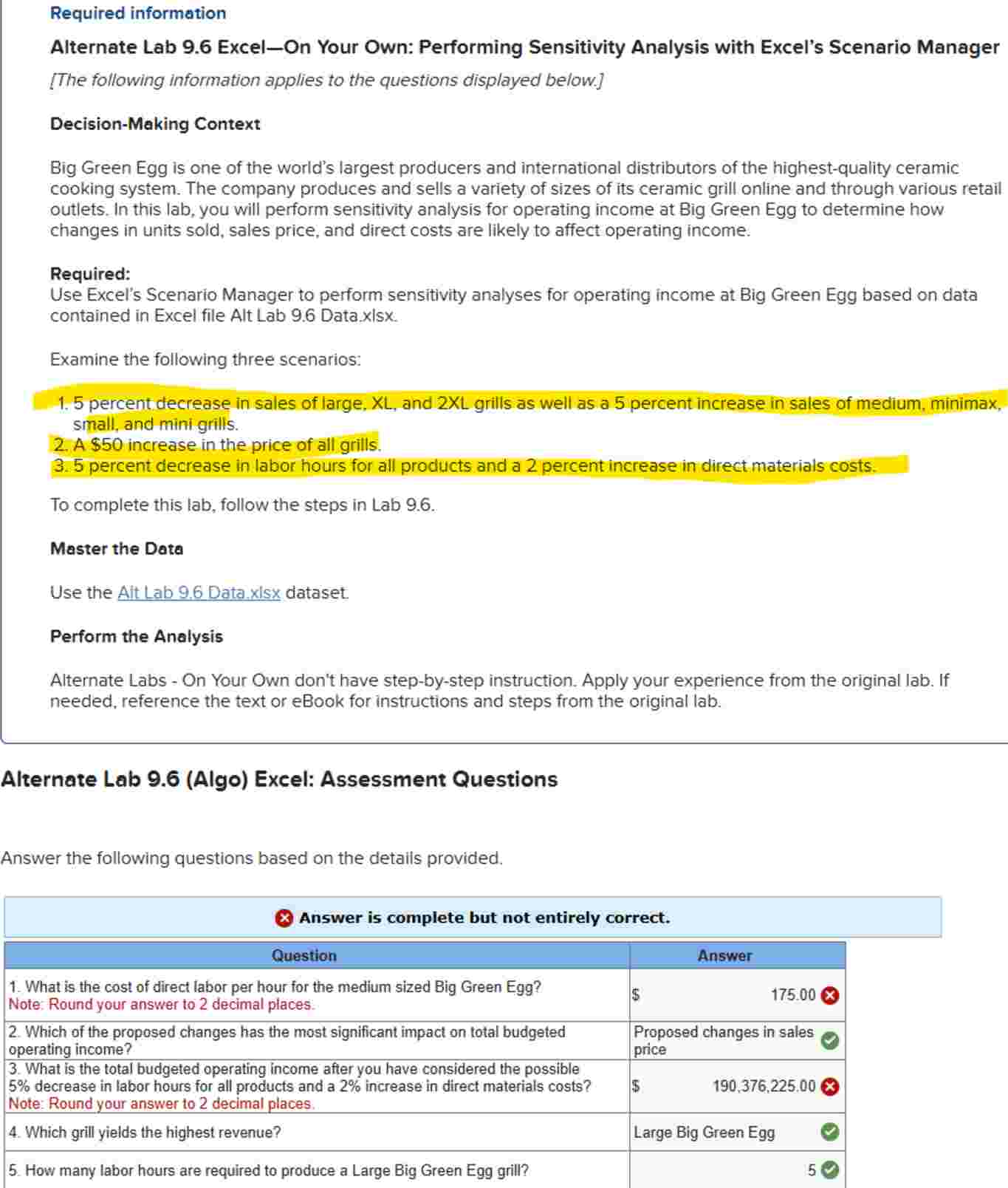 Required information Alternate Lab 9 . 6 Excel -