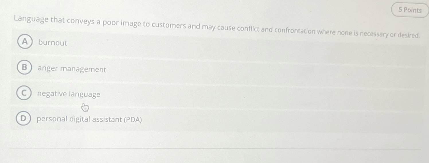 5 Points Language that conveys a poor image to