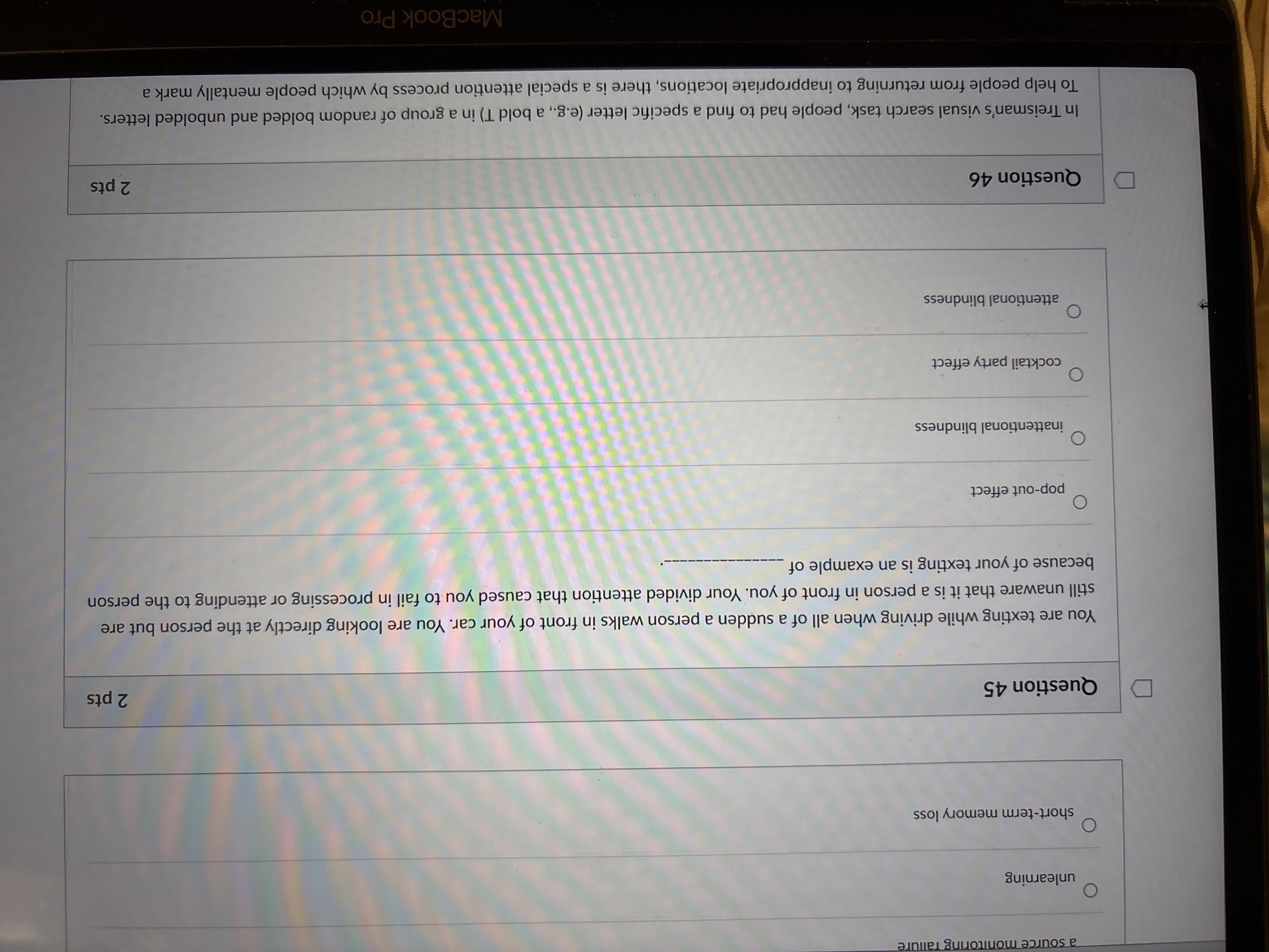 answer a source monitoring Tallure O unlearning