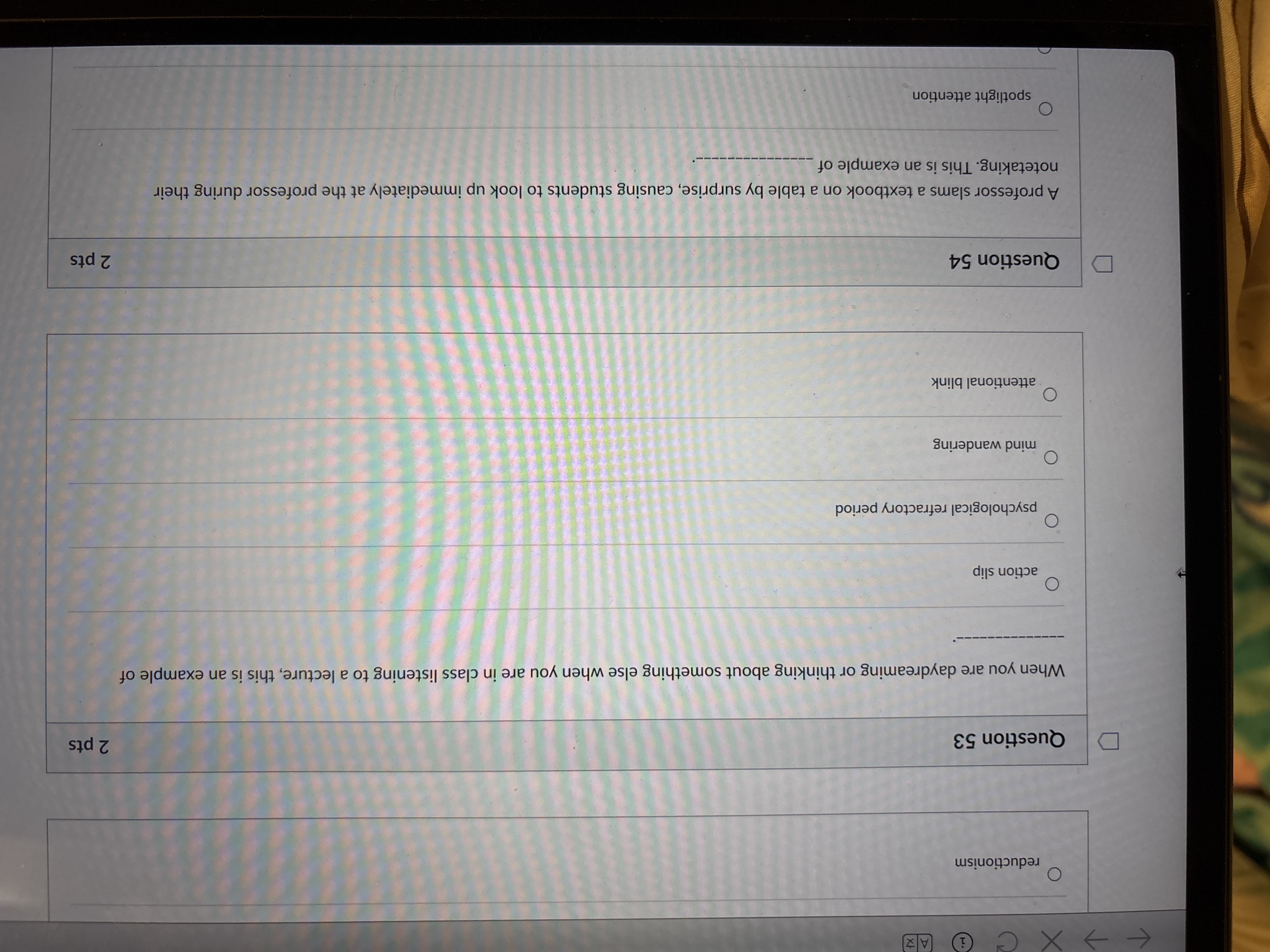answer F - X C 1 AX O reductionism D Question 53