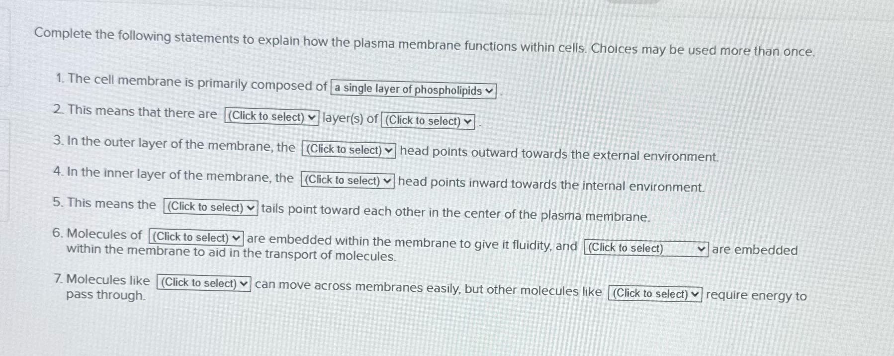 Solve Complete the following statements to
