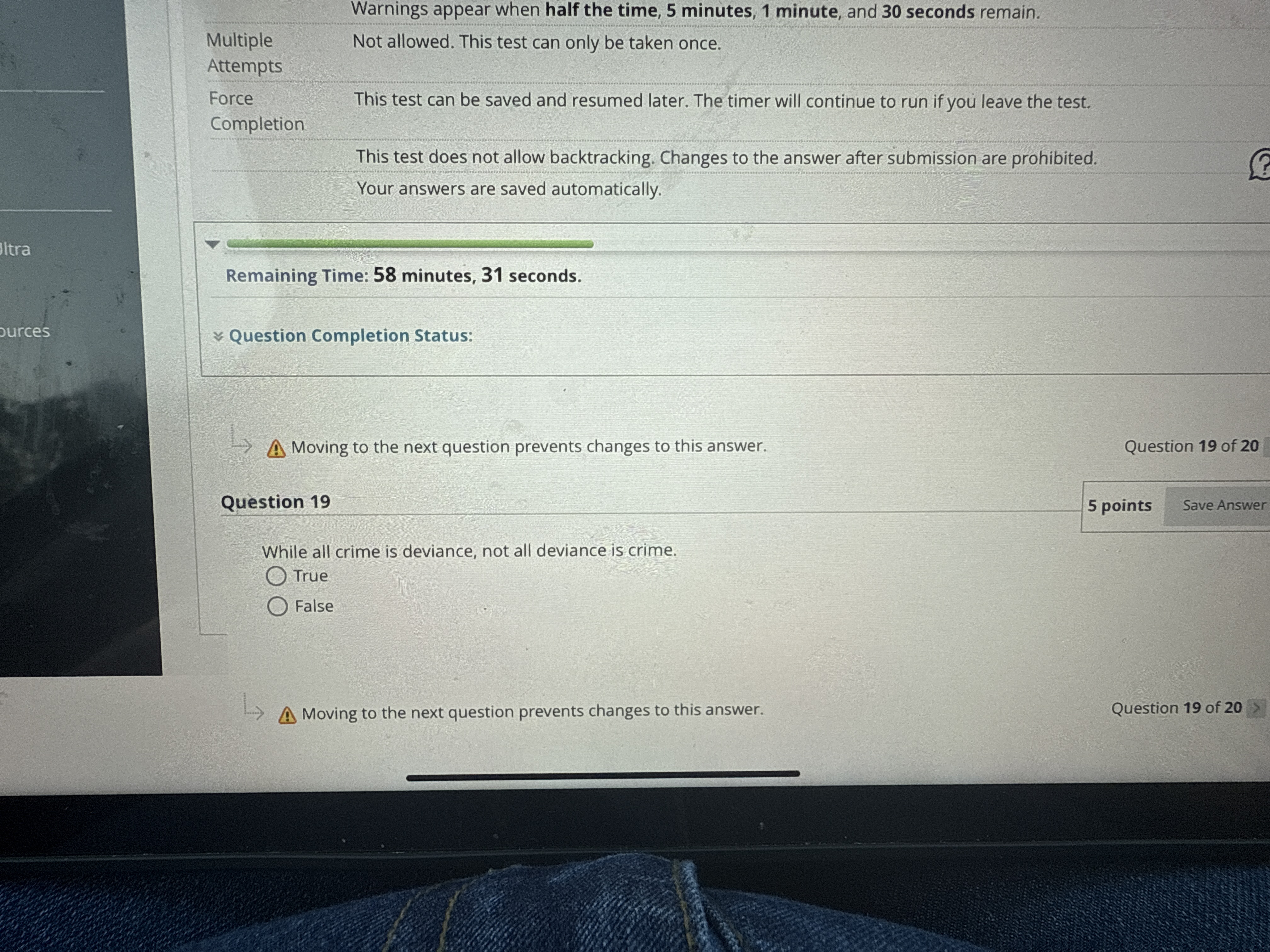 B = Warnings appear When half the time, 5