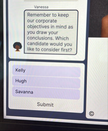 Vanessa Remember to keep our corporate objectives