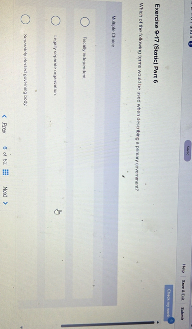 Exercise 9 - 1 7 ( Static ) Part 6 Which of the