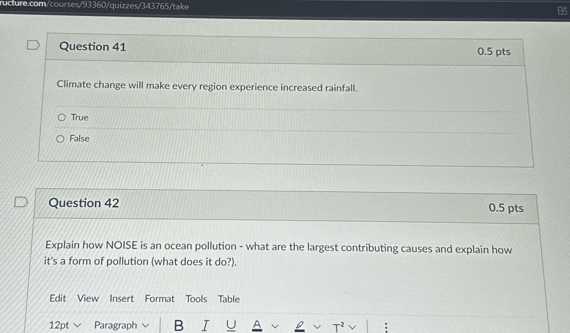 ructure.com/courses/93360/quizzes/343765/take D