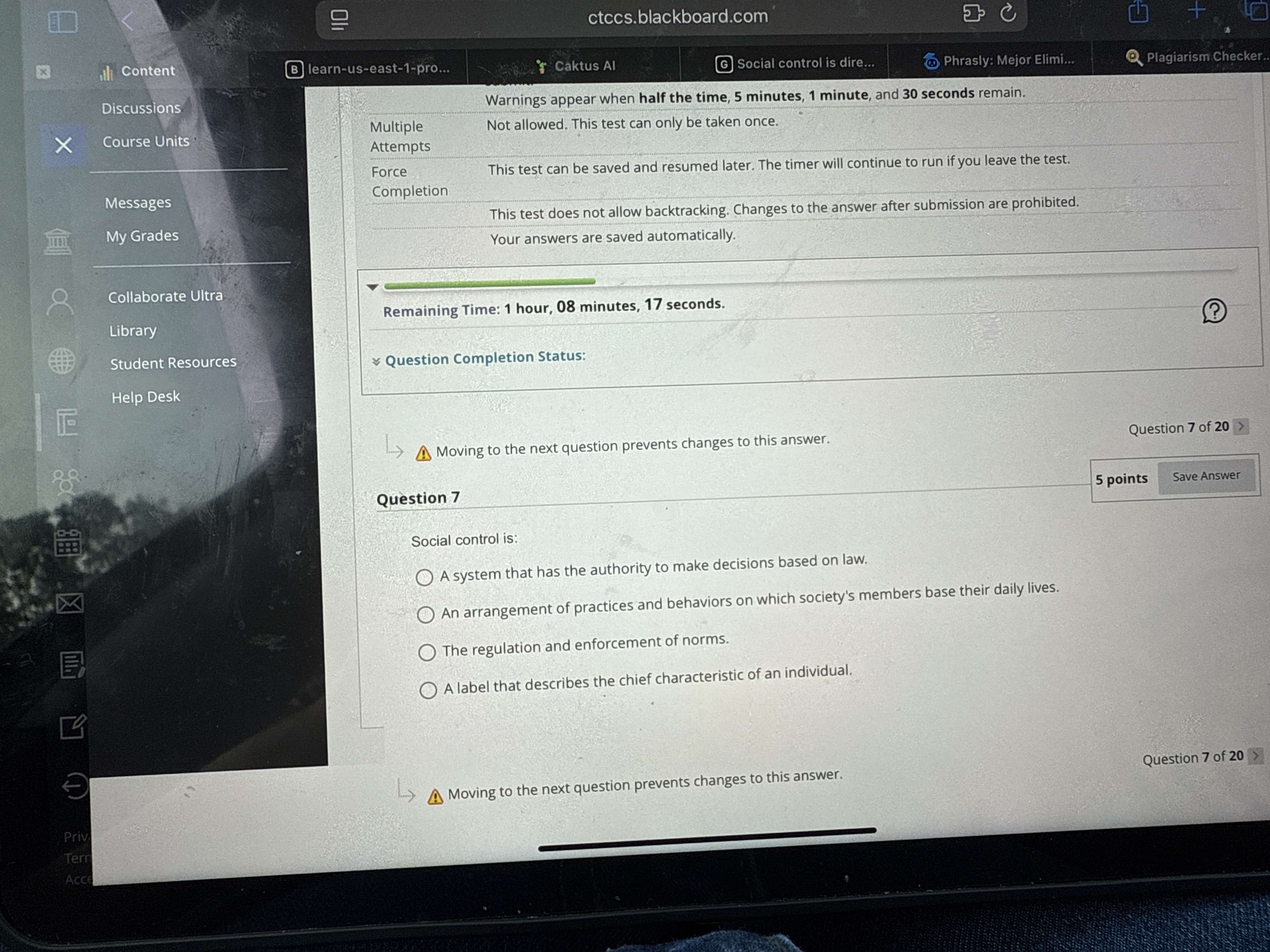 B ctccs.blackboard.com Ali Content Ito Warnings
