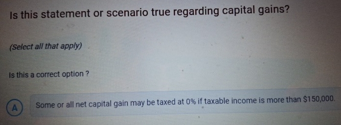 Is this statement or scenario true regarding