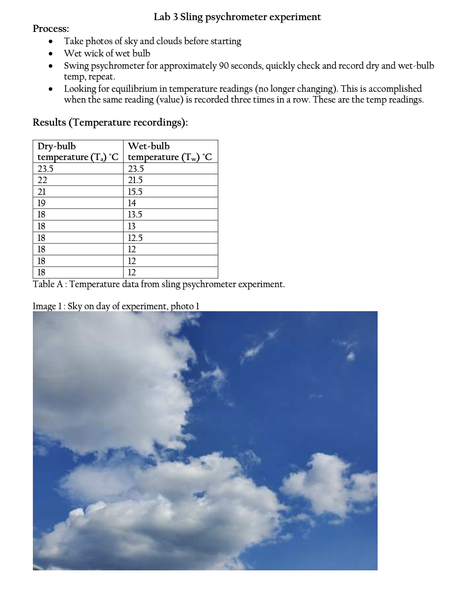 Lab3 Moisture and lapse rates Objective: To learn