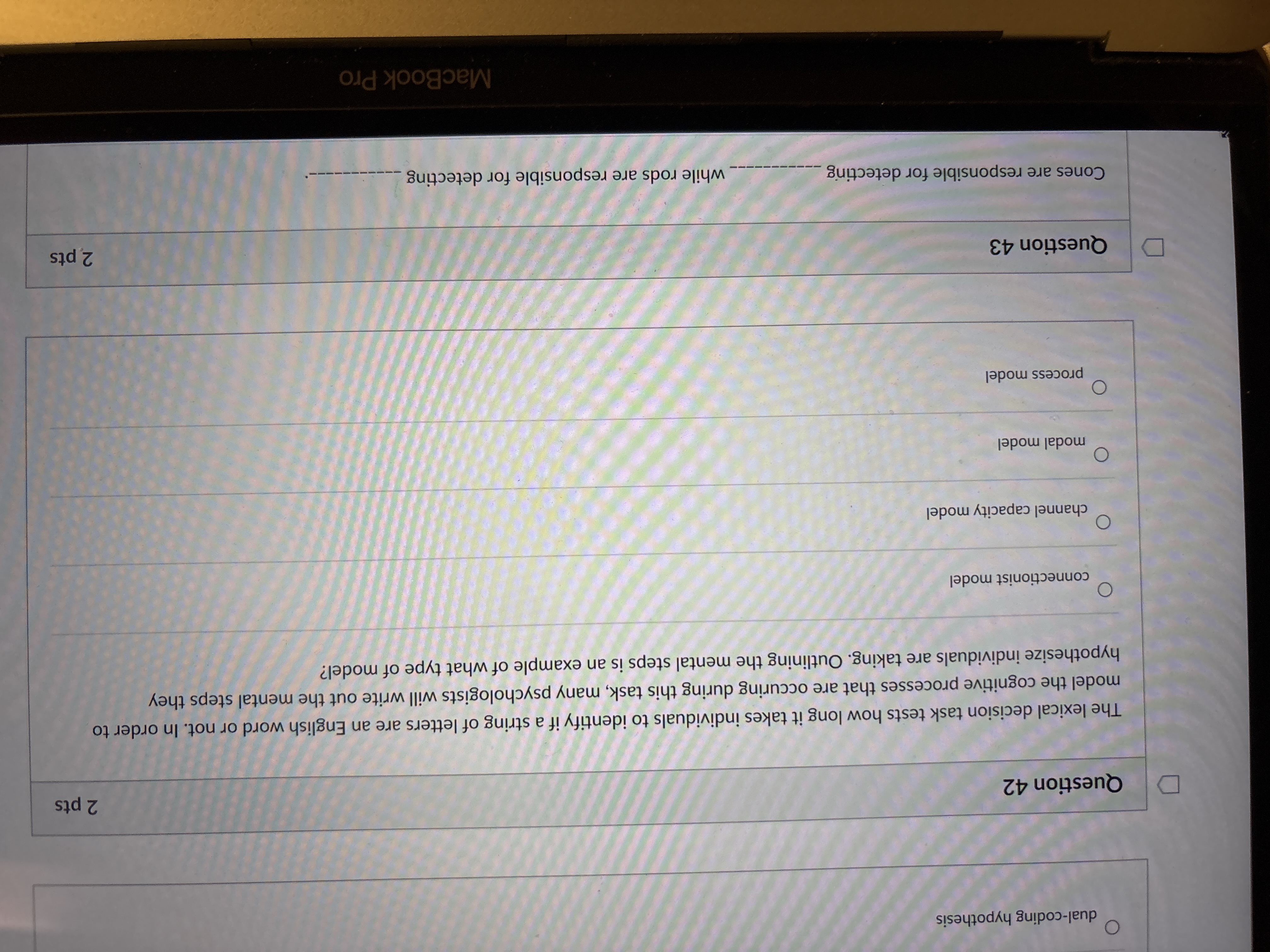 answer O dual-coding hypothesis D Question 42 2