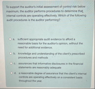 To support the auditor's initial assessment of