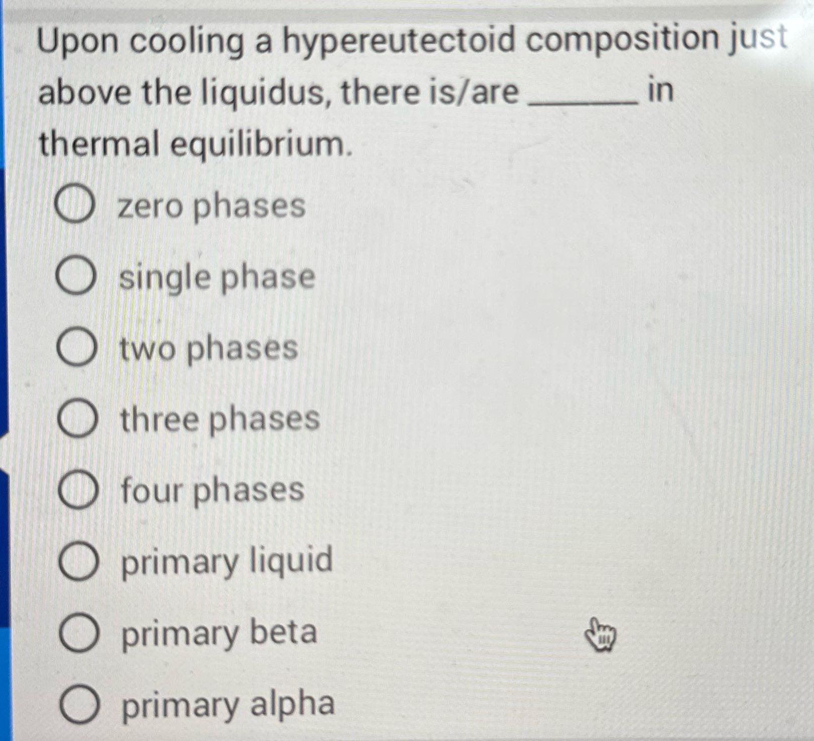 Upon cooling a hypereutectoid composition just