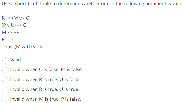 4 Use a short truth table to determine whether or