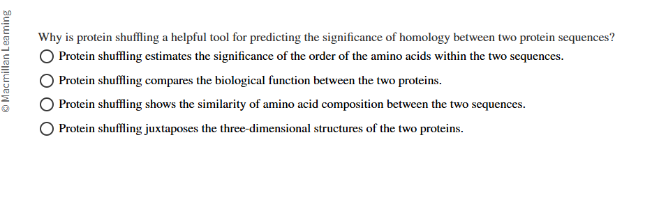 solve Macmillan Leaming Why is protein shuffling