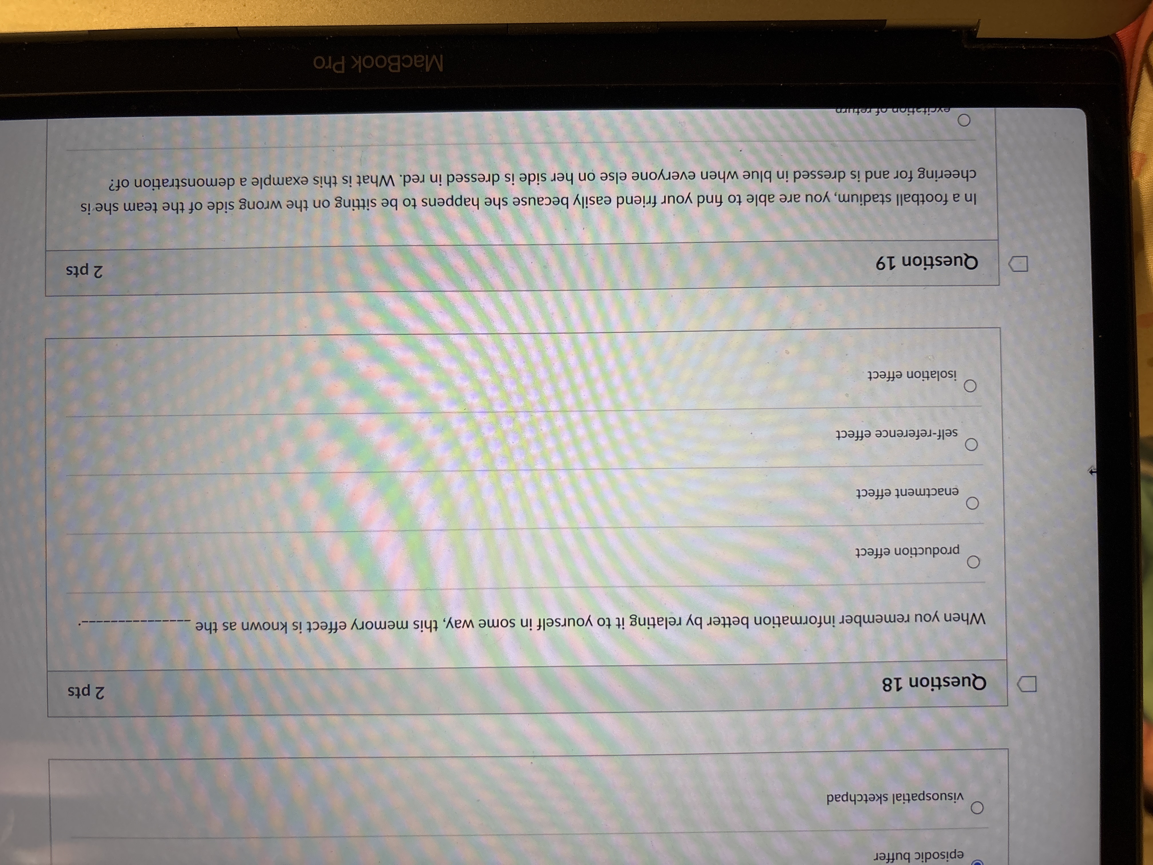 answer episodic buffer O , visuospatial sketchpad