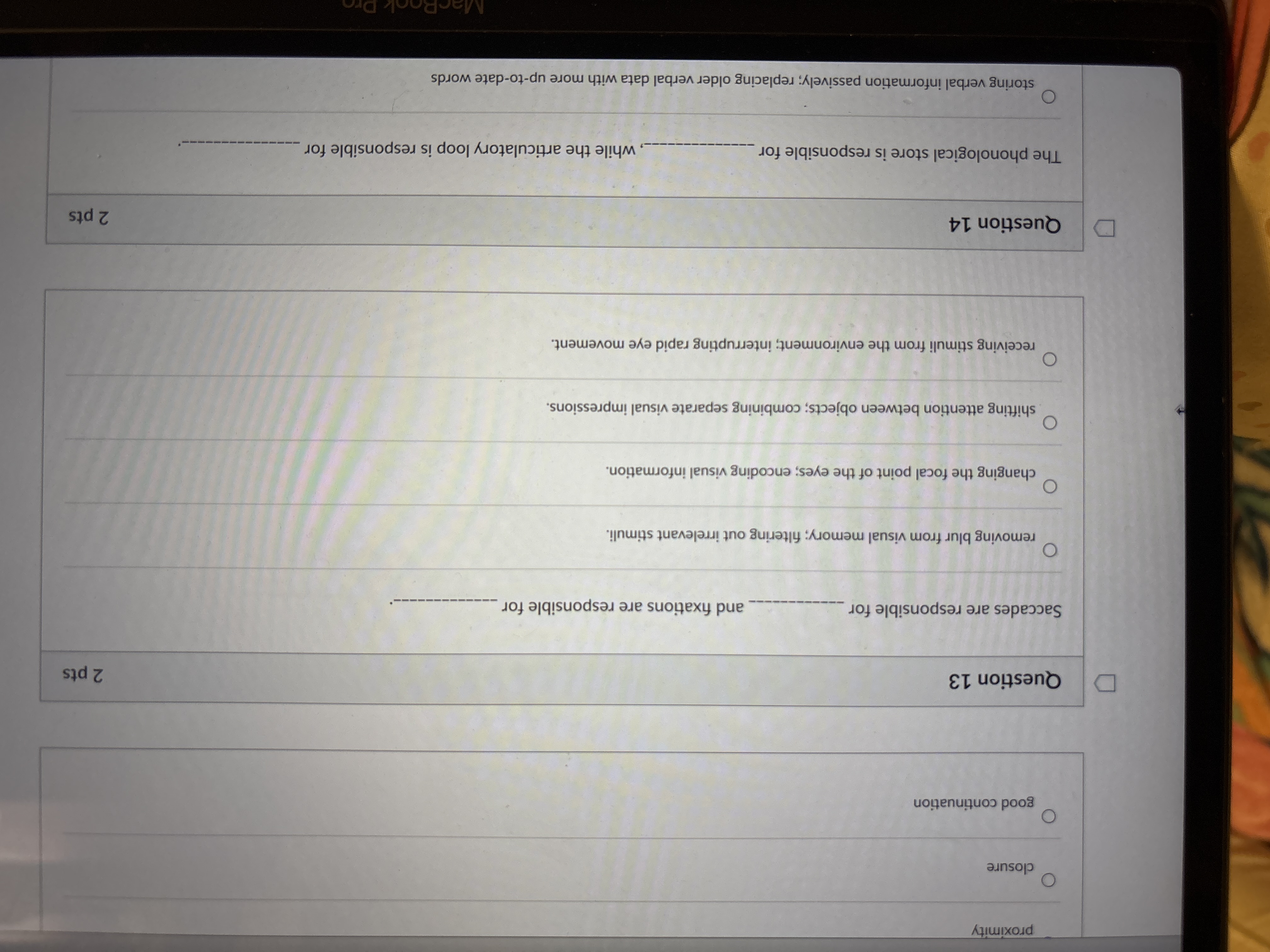 answer proximity O closure O good continuation D