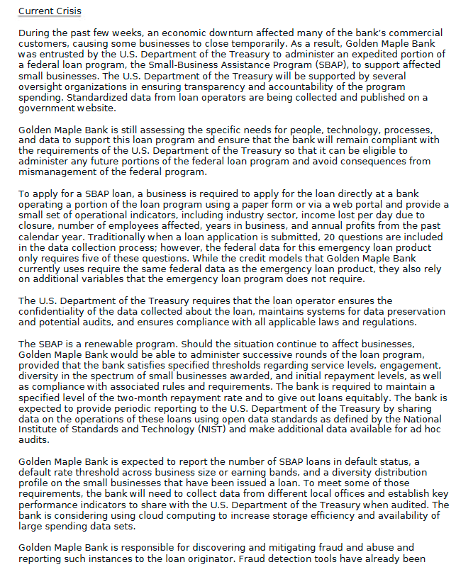 add this information to solution Current Crisis