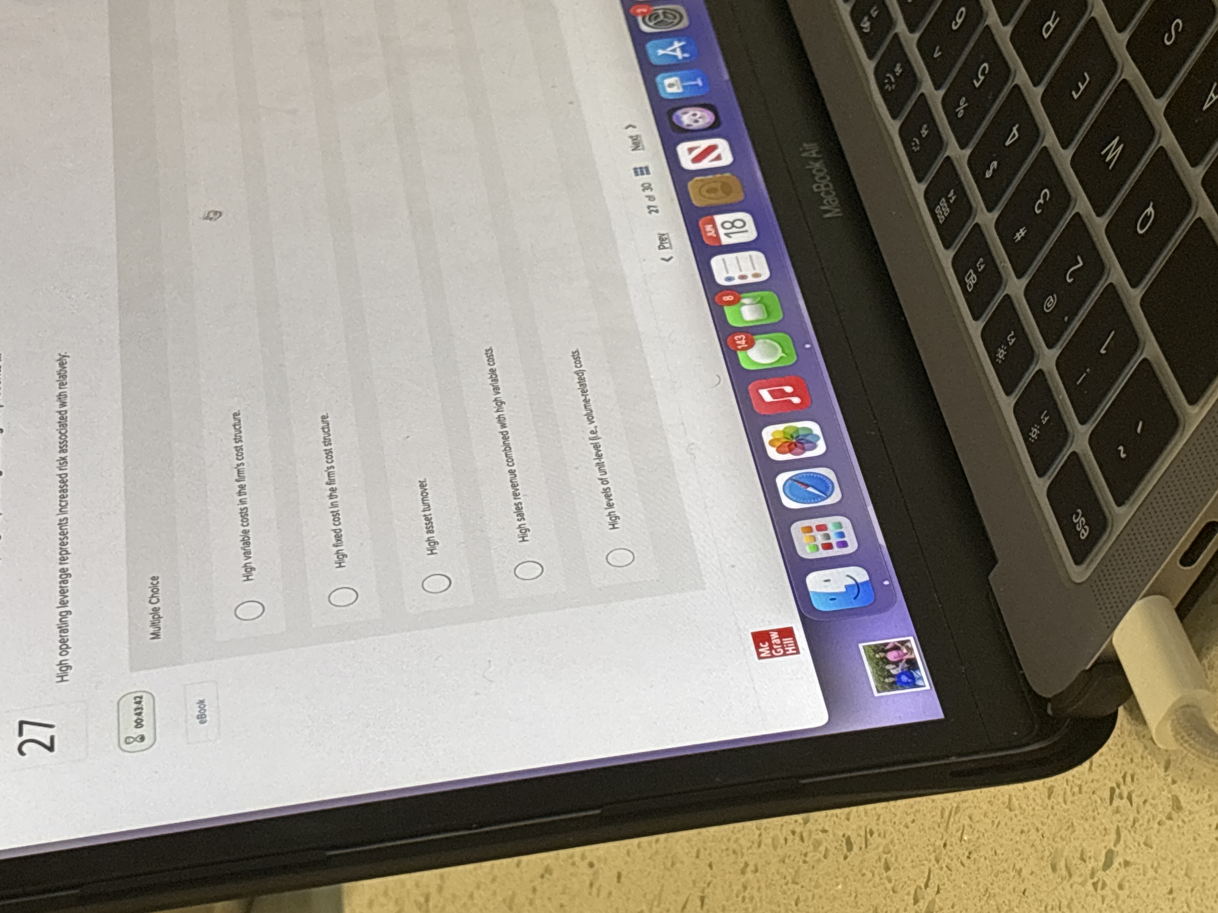 High operating leverage represents increased risk