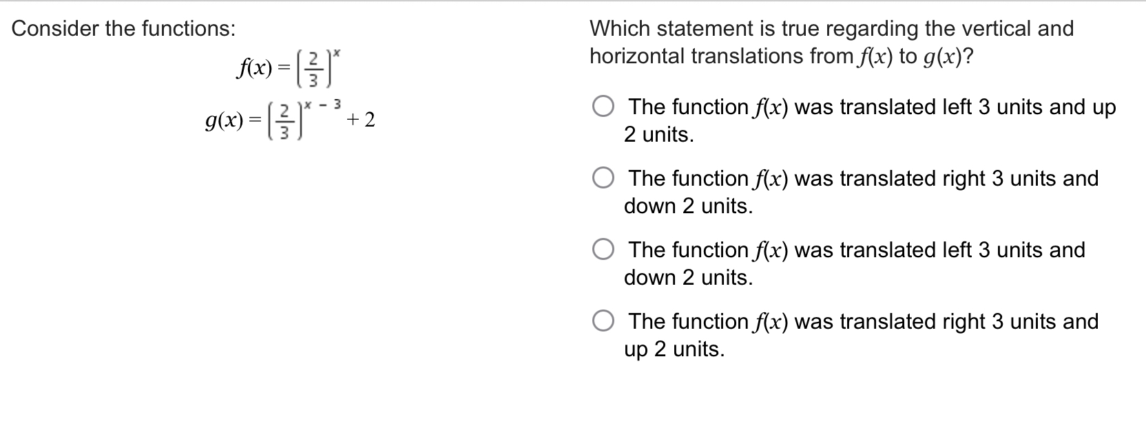 answer Consider the functions: Which statement is