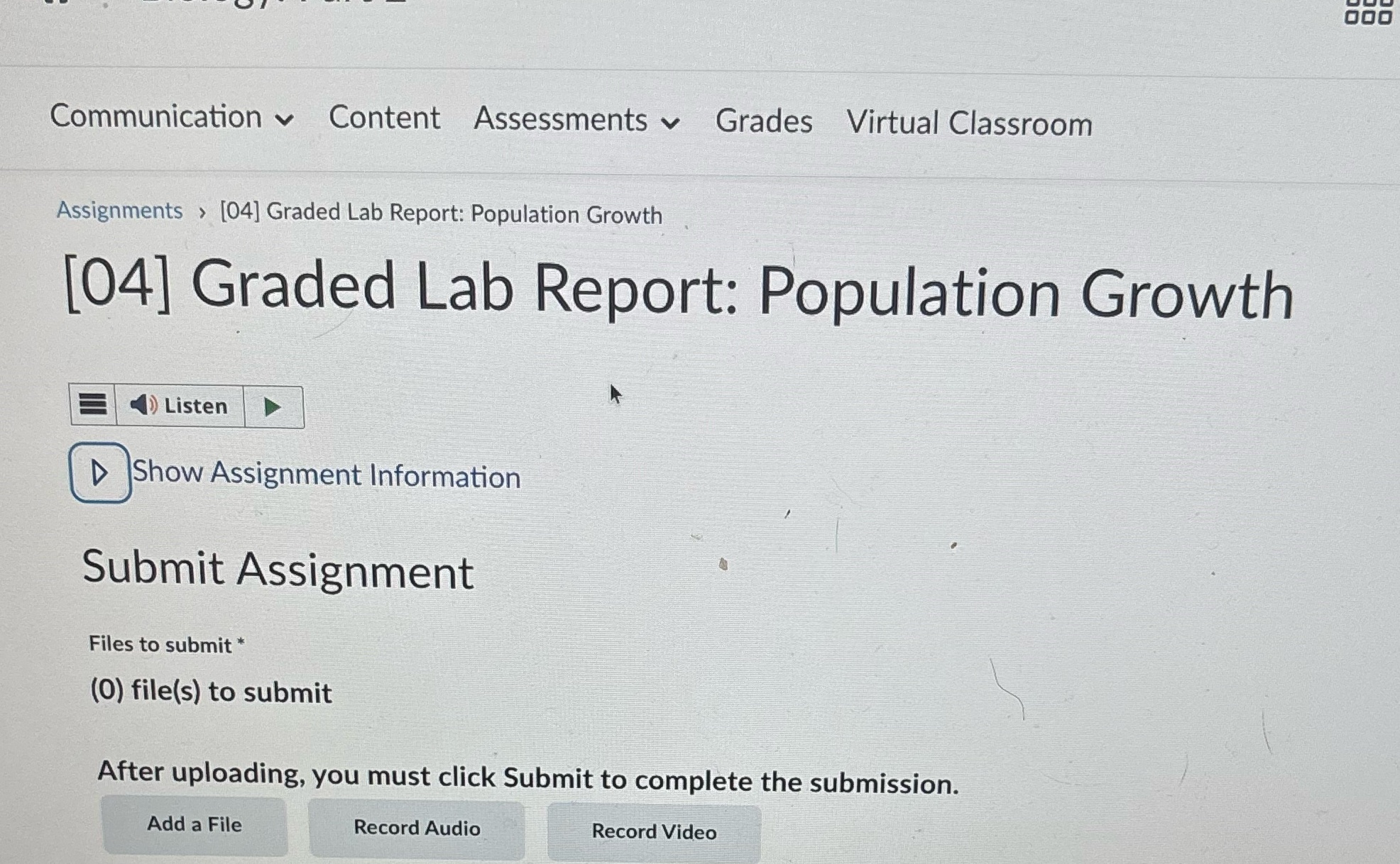 OOO Communication Content Assessments . Grades