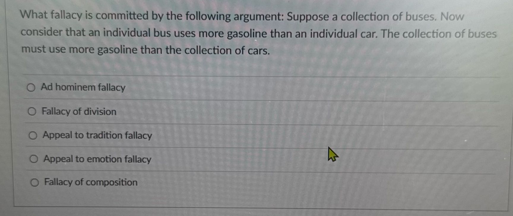 What fallacy is committed by the following