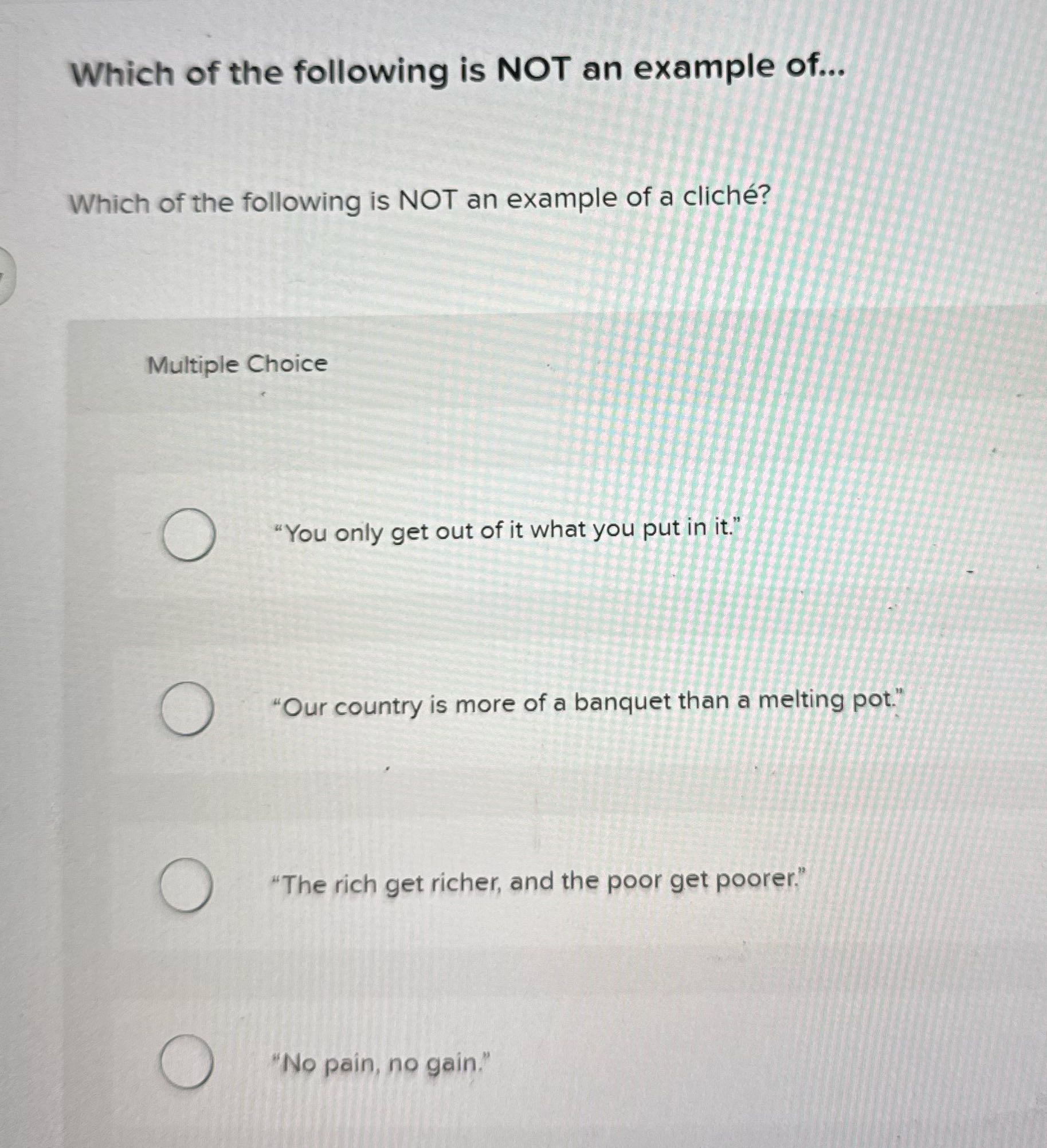 Which of the following is NOT an example of...