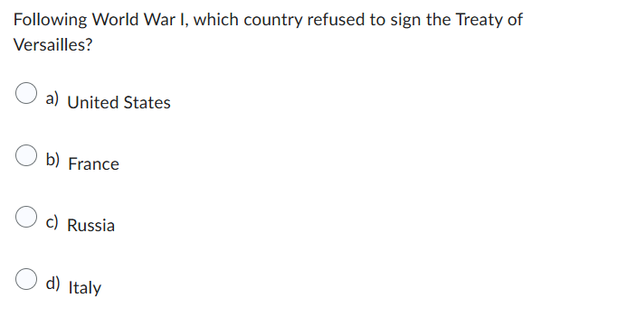 answer Following World War I, which country