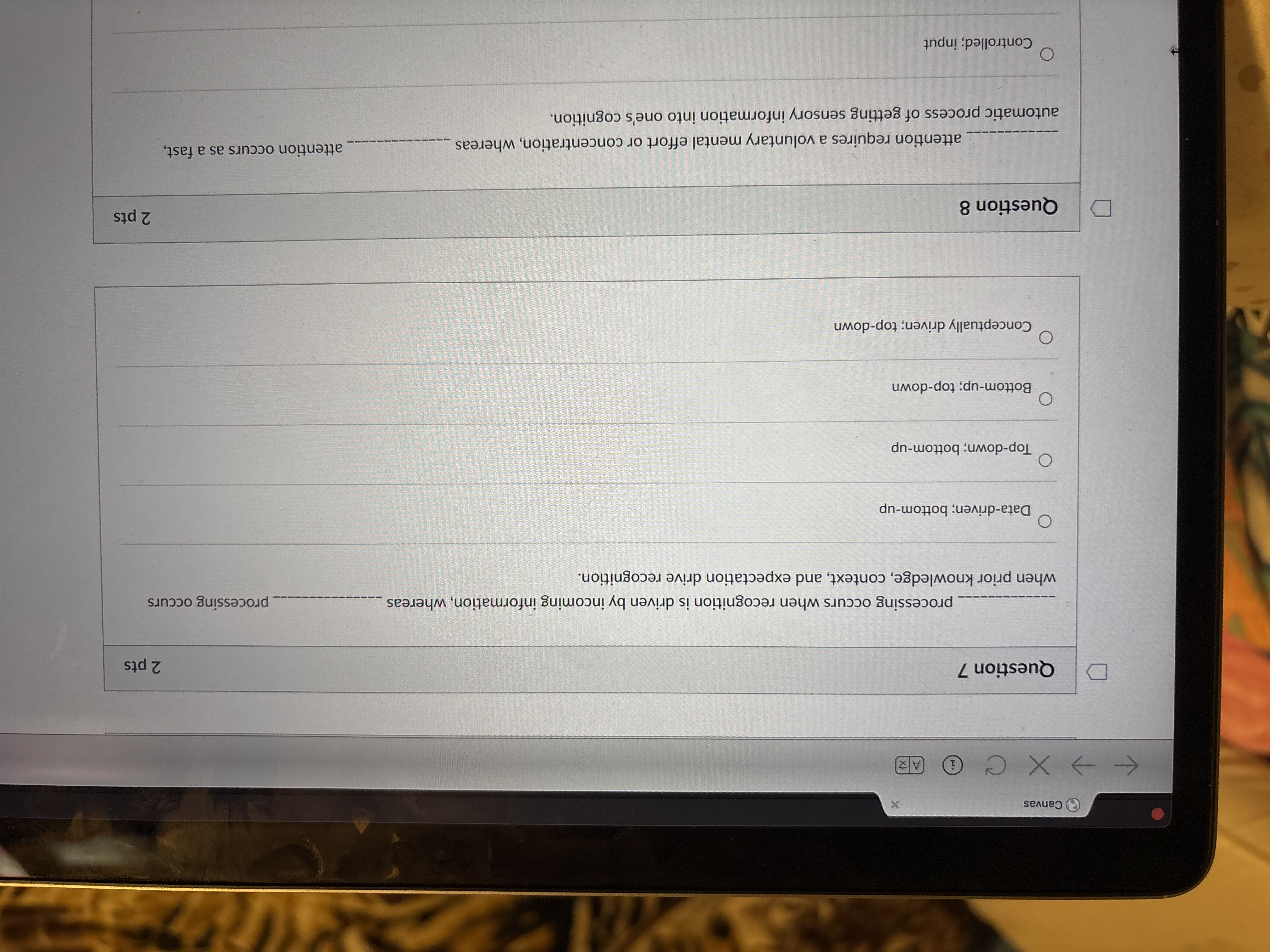 answer O Canvas D Question 7 2 pts processing