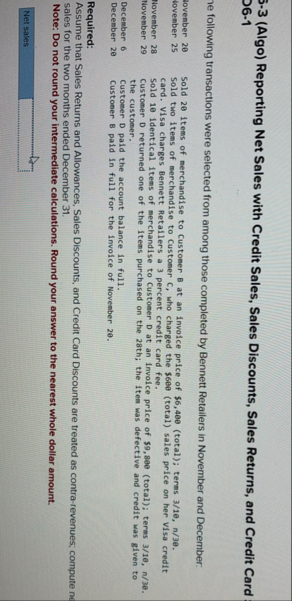 3 - 3 ( Algo ) Reporting Net Sales with Credit