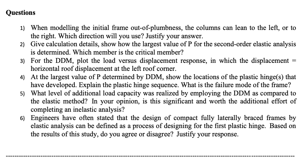 Question 2: Planar frame design by Elastic and