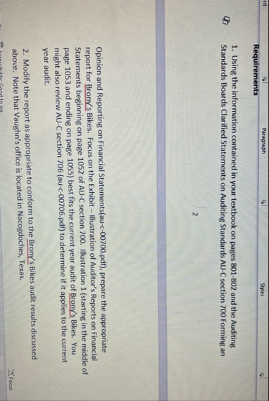 Prepare the appropriate report for Bronys bikes.