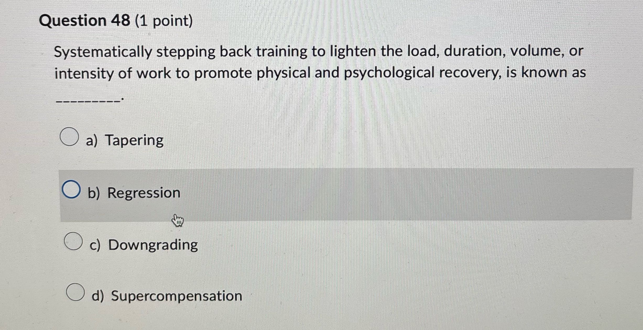 48 Question 48 (1 point) Systematically stepping