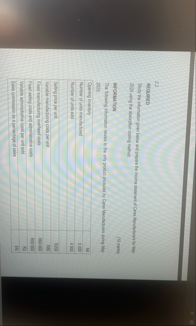 2 2 REQUIRED Study the information given below