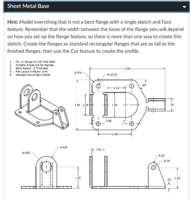 help me create this Sheet Metal Base Hint: Model