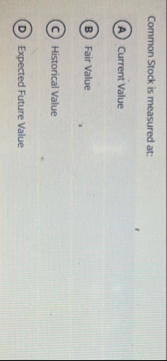 Common Stock is measured at: Current Value Fair