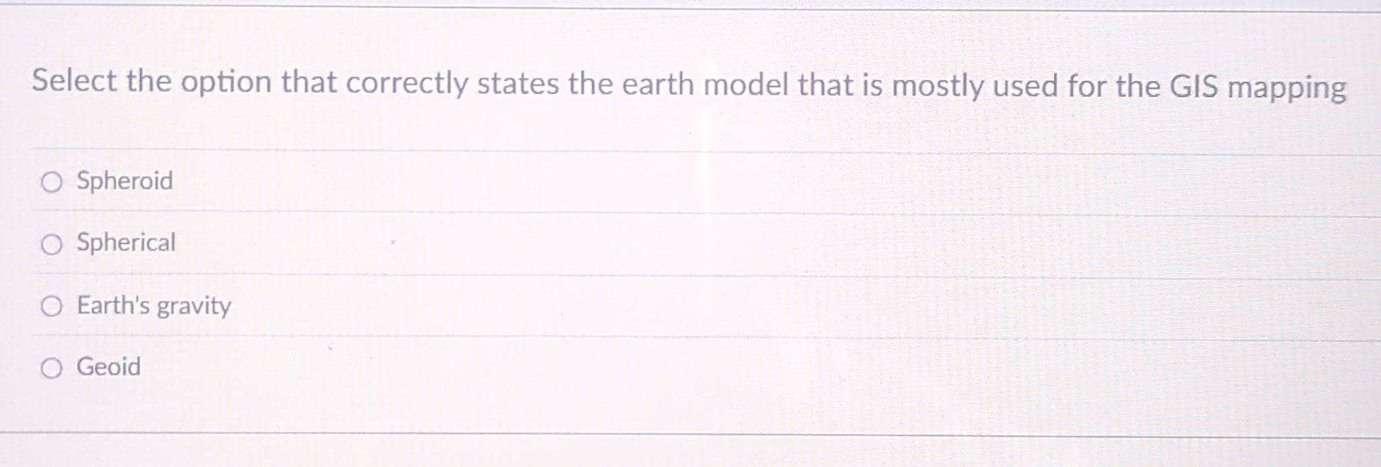 Select the option that correctly states the earth