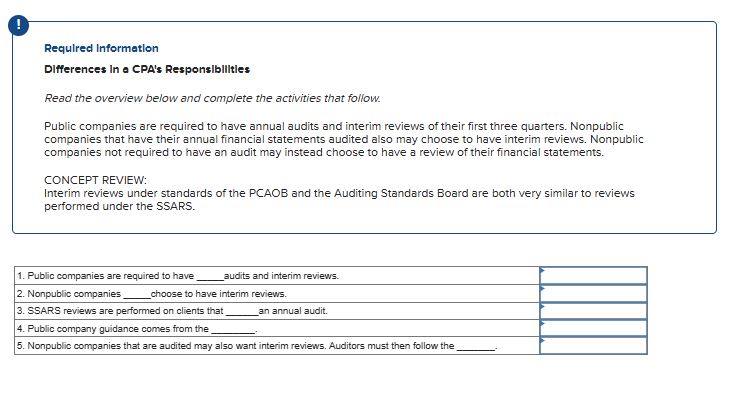 answer Required Information Differences In a