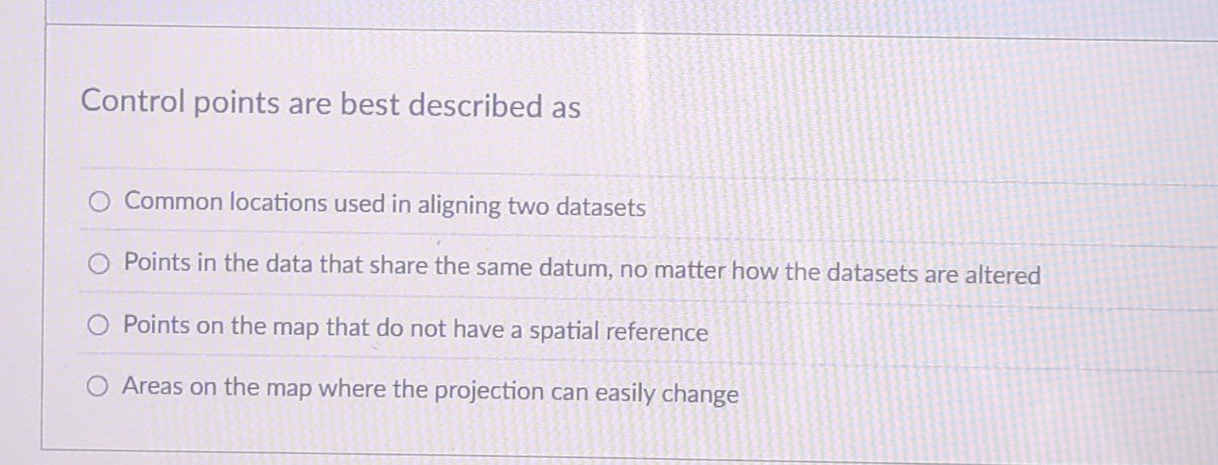 Control points are best described as O Common