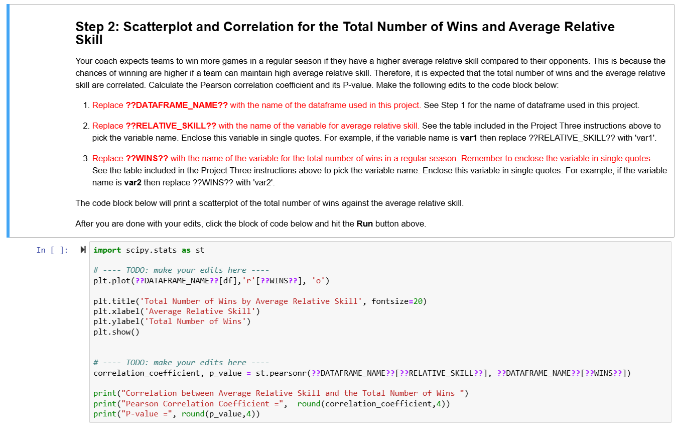I need help with the script In [ ]: Step 2: