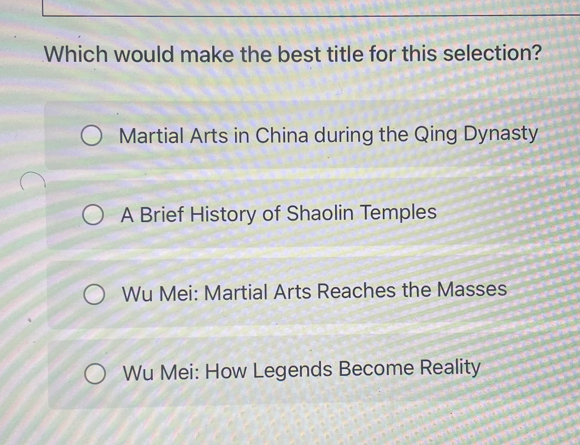 Which would make the best title for this