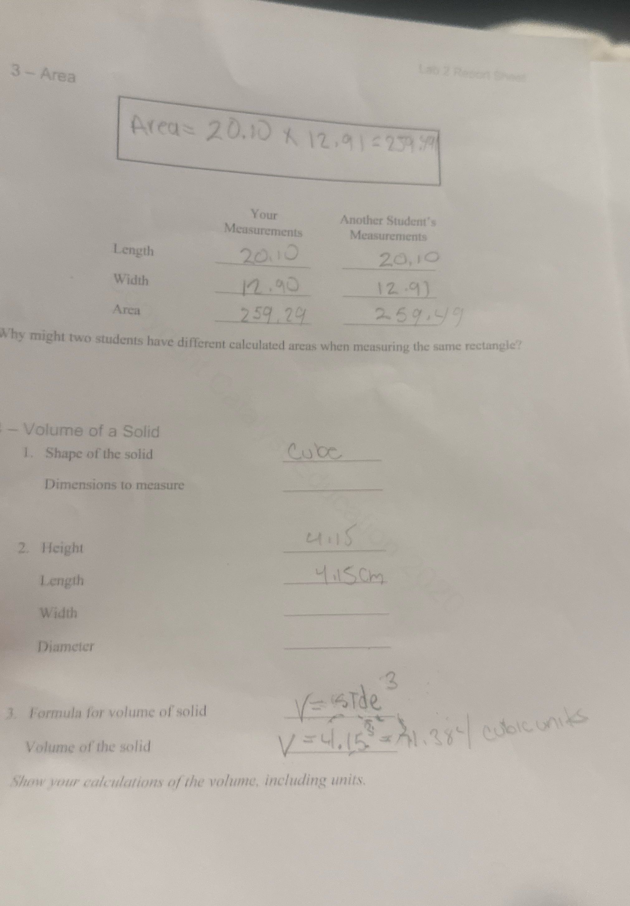 3 - Area Area= 20.10 x 12, 91 = 259:49 Your