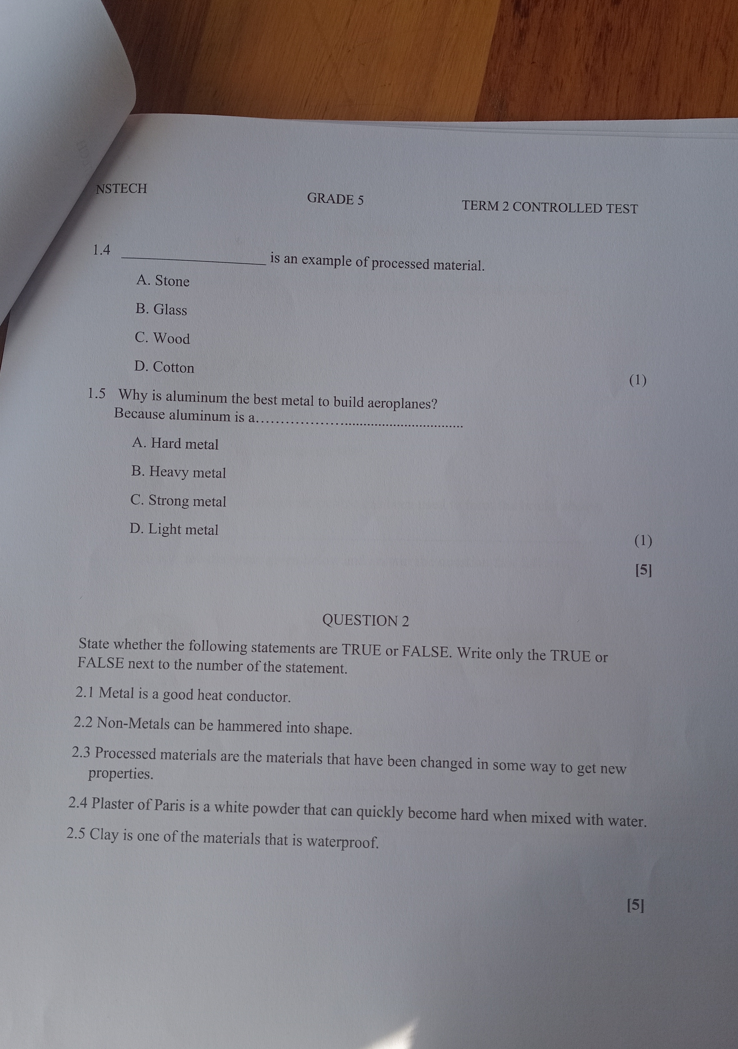 NSTECH GRADE 5 TERM 2 CONTROLLED TEST 1.4 is an