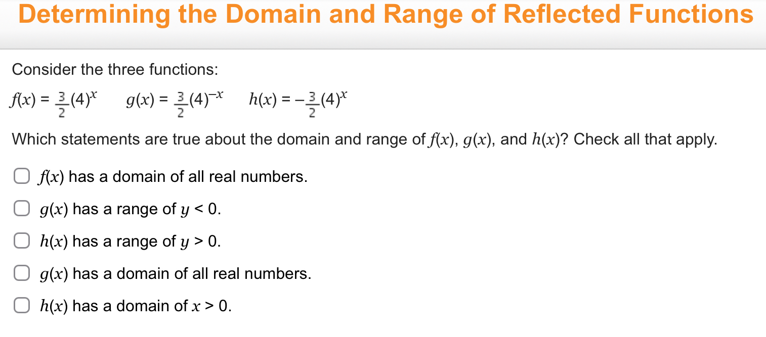 answer Determining the Domain and Range of