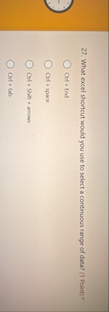 What excel shortcut would you use to select a