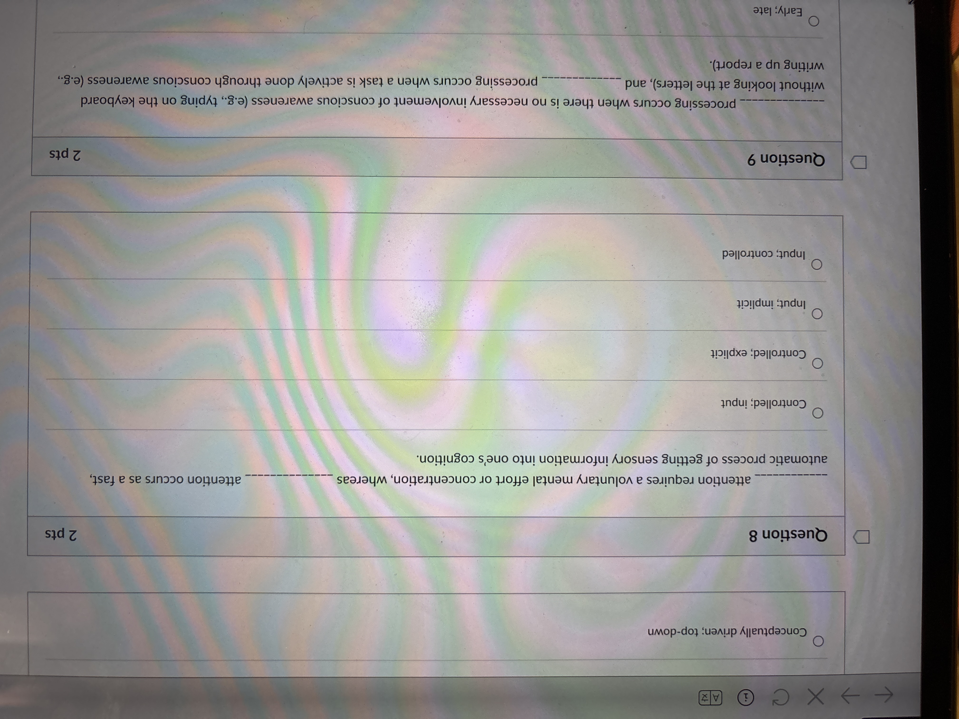 answer < - X C H AZ Conceptually driven; top-down