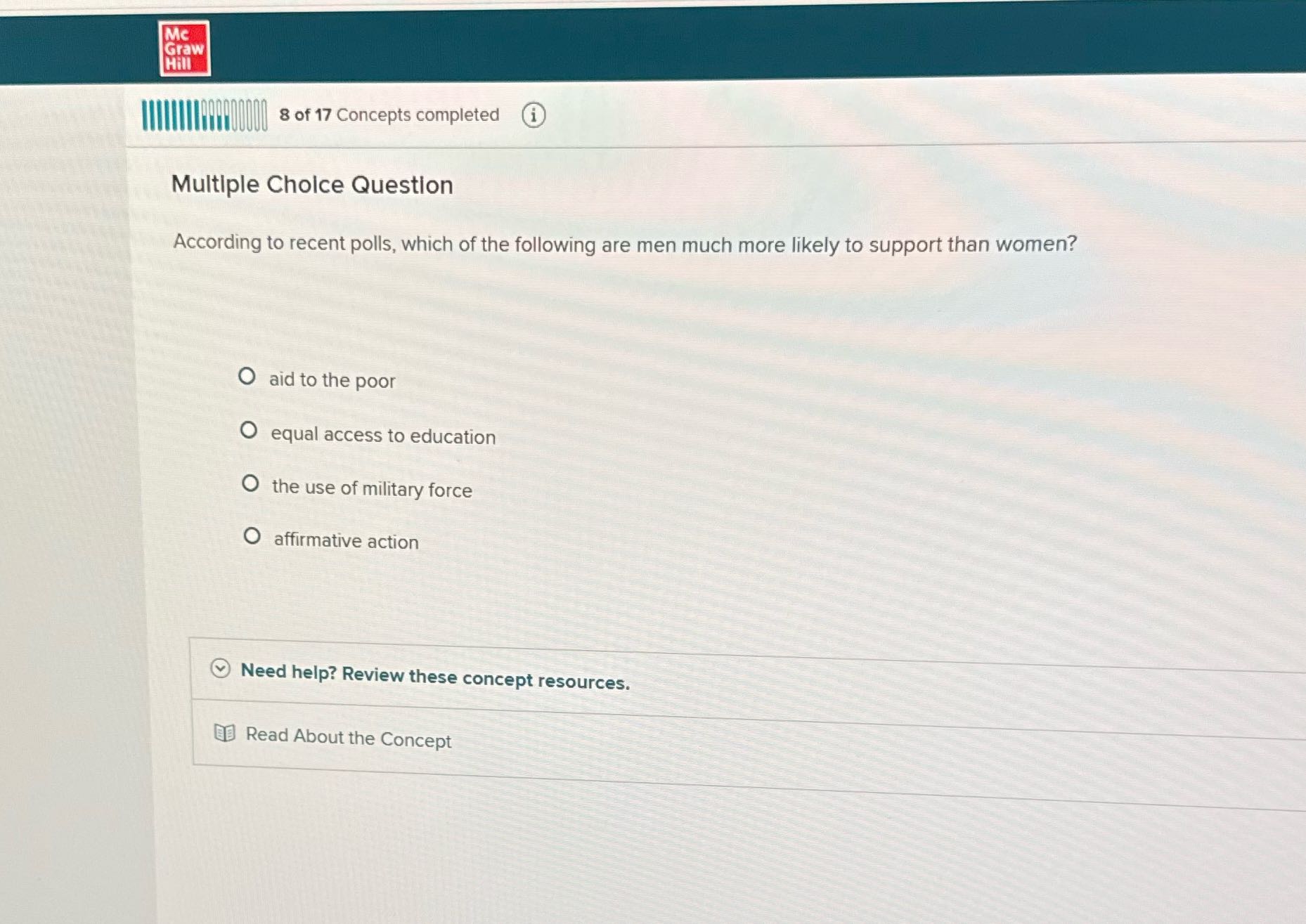 WANNA | ||| 8 0f17 Concepts completed Gi)