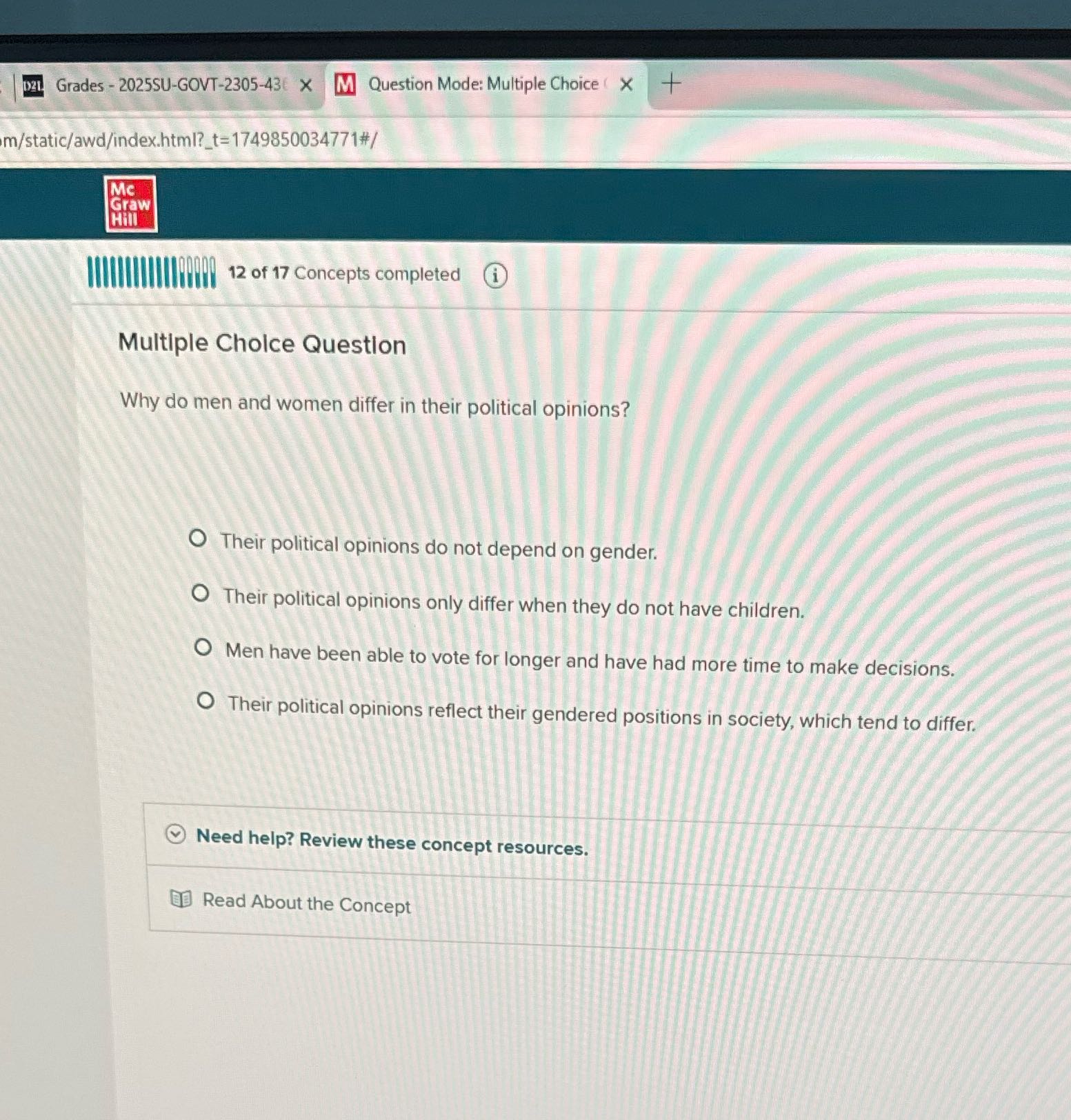 | HB) Grades - 2025SU-GOVT-2305-43) X [J]