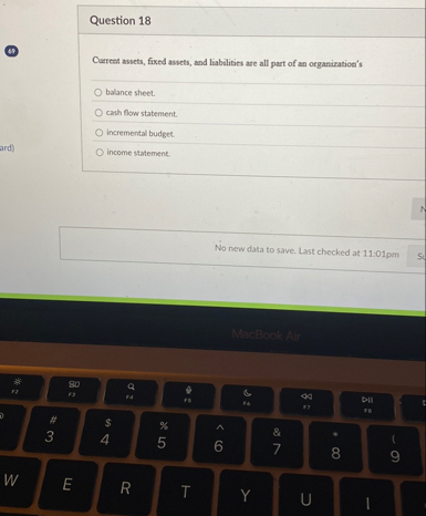 Question 1 8 ( 5 ) Current assets, fixed assets,